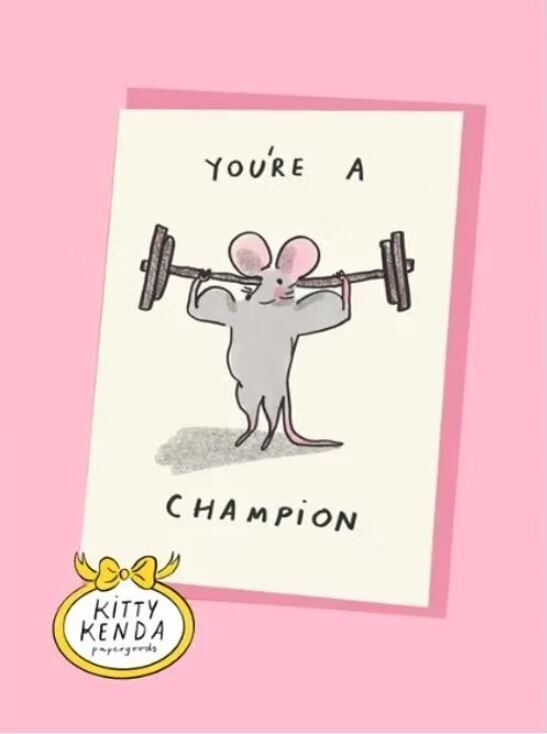 Tarjeta de felicitación del ratón campeón