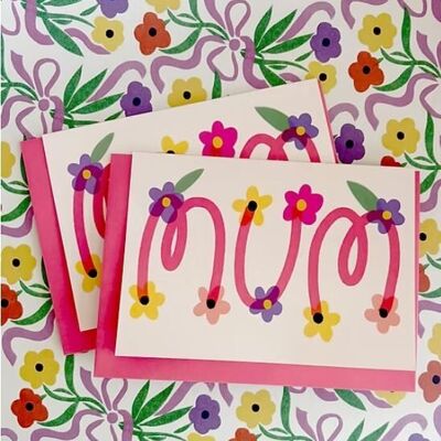Mum Flower Font Birthday Card
