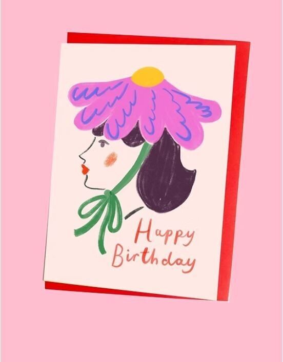 Tarjeta de felicitación de la mujer flor