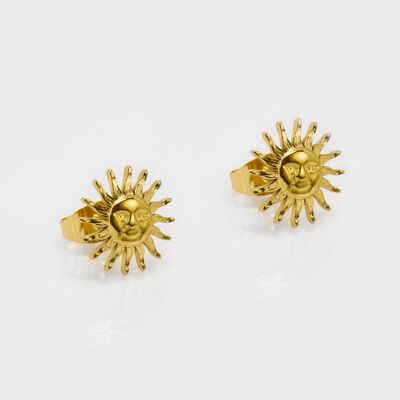Gold-plated stainless steel stud earrings – sun shape