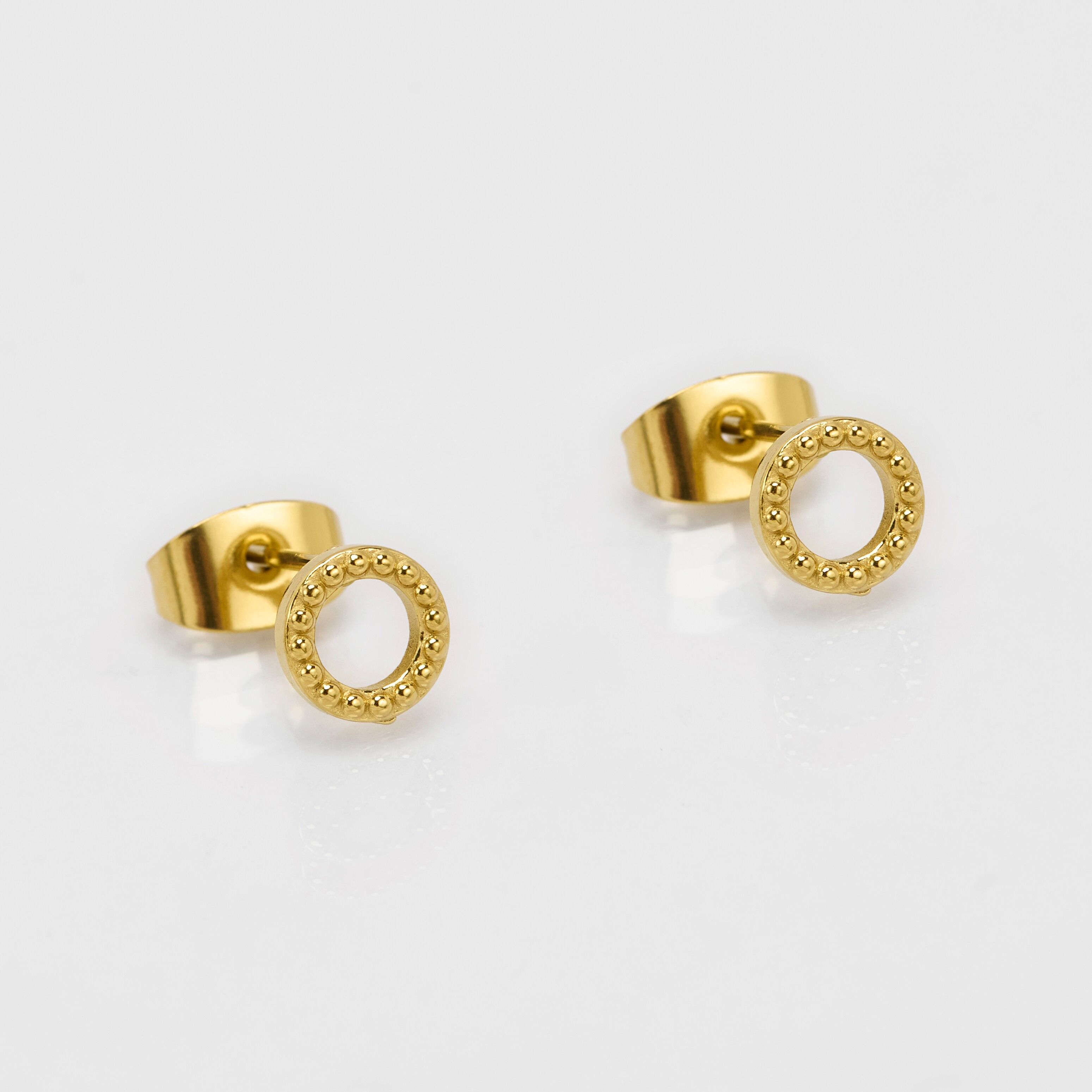 Orecchini a bottone in acciaio inossidabile placcato oro – forma rotonda