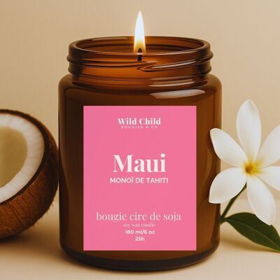 "Maui" Bougie naturelle parfumée au Monoï 25h