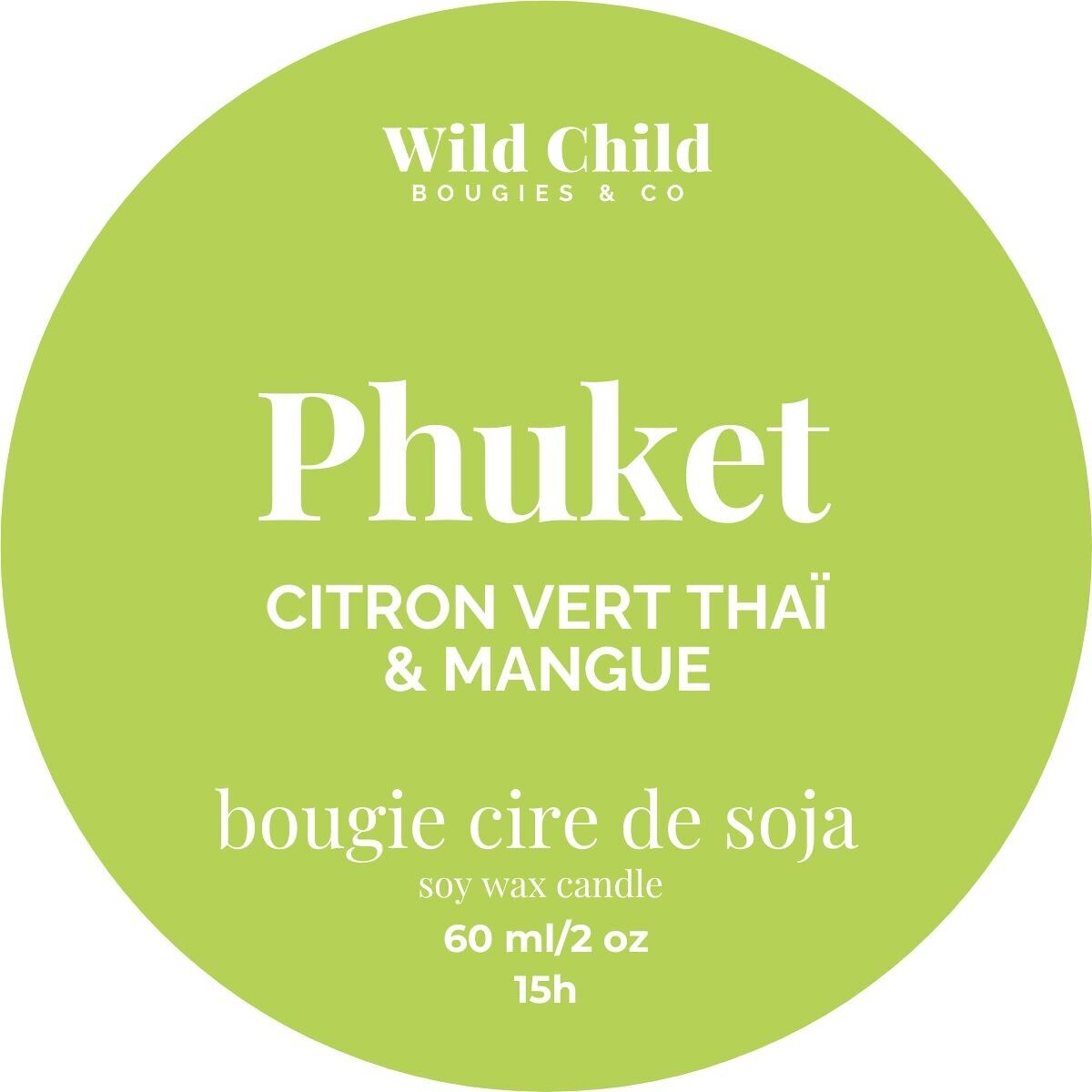 Candela profumata "Phuket" al lime e mango thailandese, 15 ore