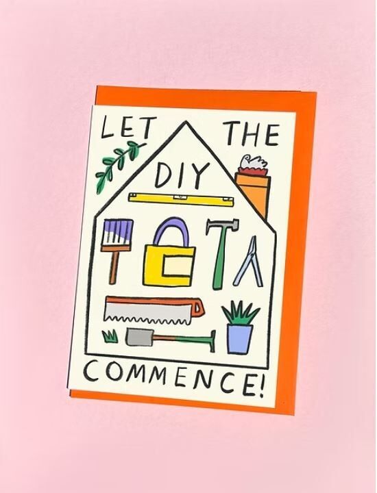 Tarjeta de felicitación "Que comience el bricolaje"