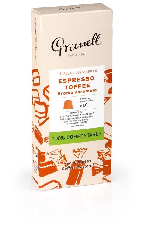 Toffee espresso- capsulas compostables compatibles con nespresso