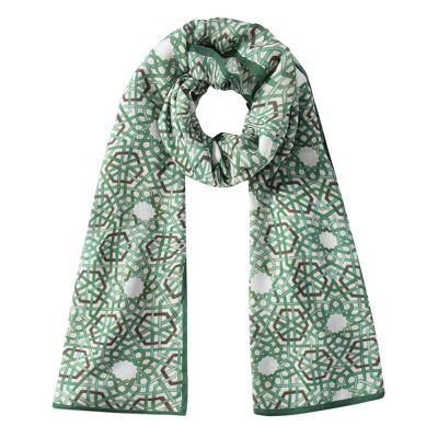 Sciarpa da donna con stampa geometrica verde - 100% Modal - (180x65 cm)
