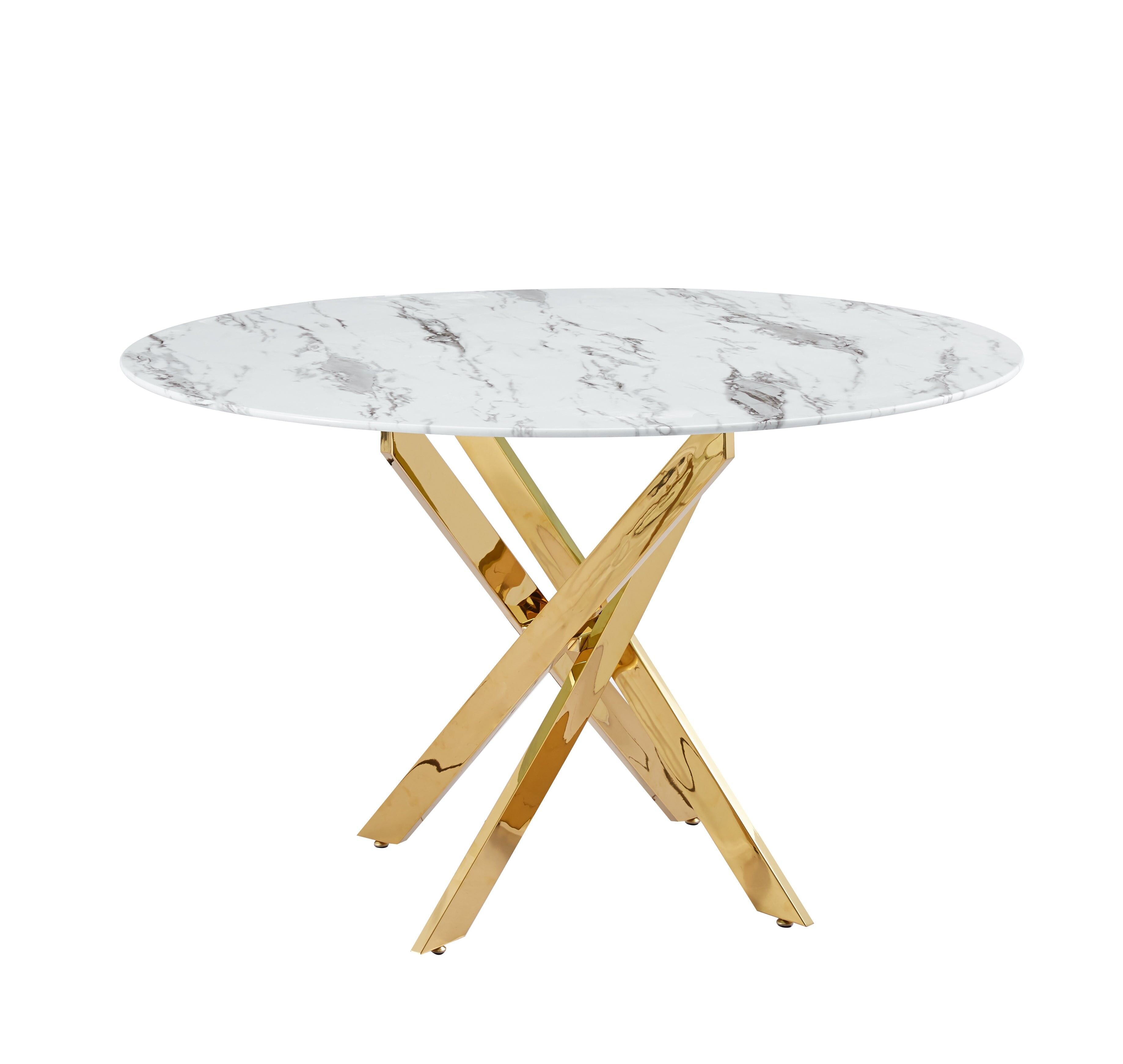 Achat Table a manger ronde JESSICA XXL Gold 120 cm 4 couverts marbré ...