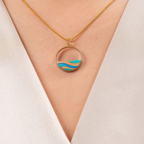 Ocean Recycled Wood Gold Necklace