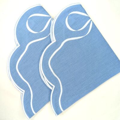 Tovaglietta americana in lino blu Elizabeth, set da 2