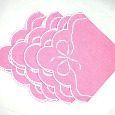 Tovaglioli di lino rosa Elizabeth, set da 4