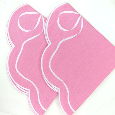 Tovaglietta americana in lino rosa Elizabeth, set da 2