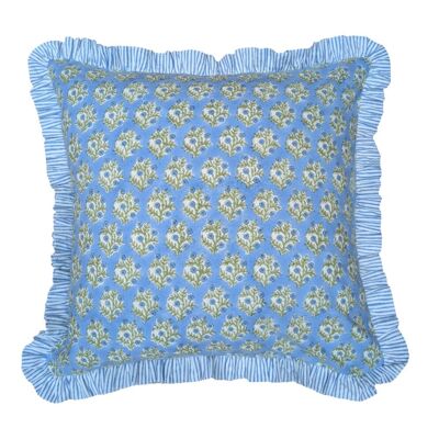 Emily Blue Frill Cushion Cover