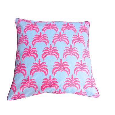 Modern palm pink Piped Cushion Cover