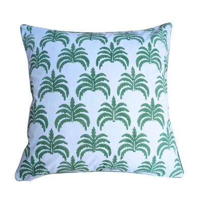 Modern palm green Piped Cushion Cover
