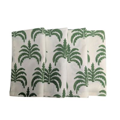 Serviettes de table modernes vert palmier, lot de 4