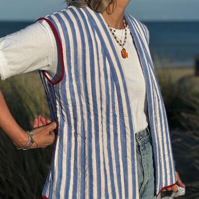 Gilet trapuntato a righe blu Luna