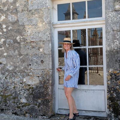 Ensemble short et haut à rayures bleues Nicole
