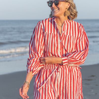 Ensemble short et haut à rayures rouges Nicole