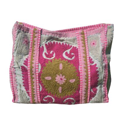 Bolso Suzani bordado en rosa y gris