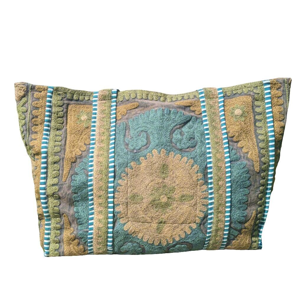 Grüne und braune Suzani-Tasche – Handgefertigt in Indien