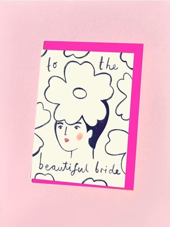 Hermosa tarjeta de felicitación de novia