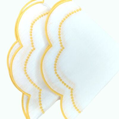 Tovagliette Rebecca in lino bianco/giallo, set da 2