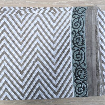 Pareo / Pareo ZigZag Taupe y Blanco