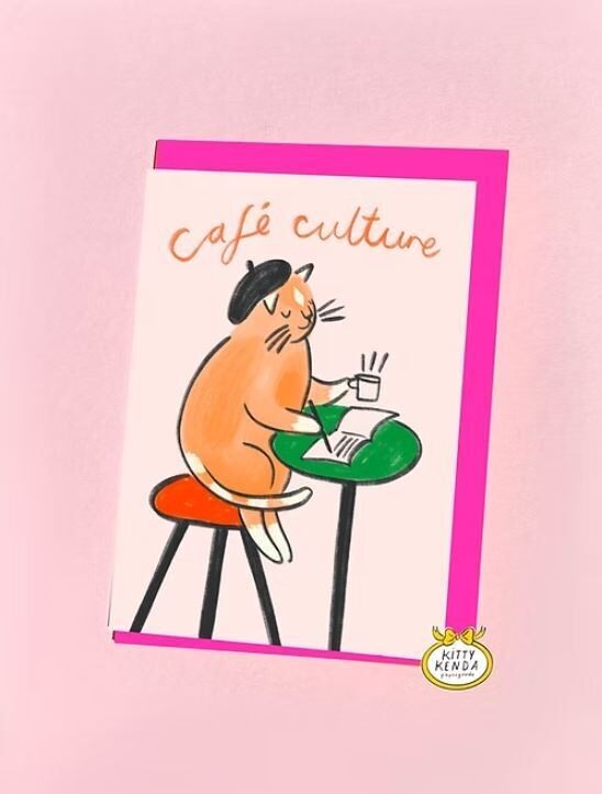 Tarjeta de felicitación de Cafe Cat