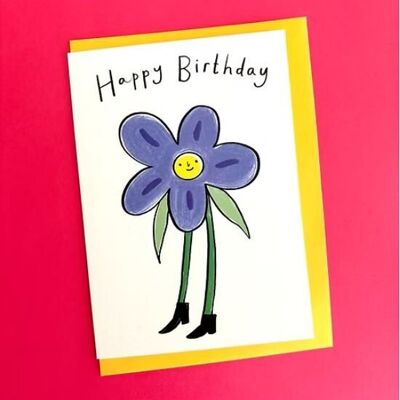 Happy Birthday Flower Person Greeting Card