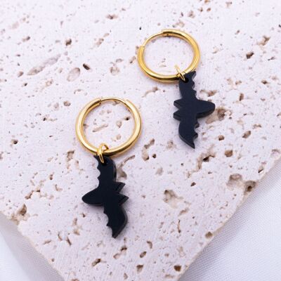 Earrings bat hoop earrings Halloween - lightweight stud earrings autumn little dragon