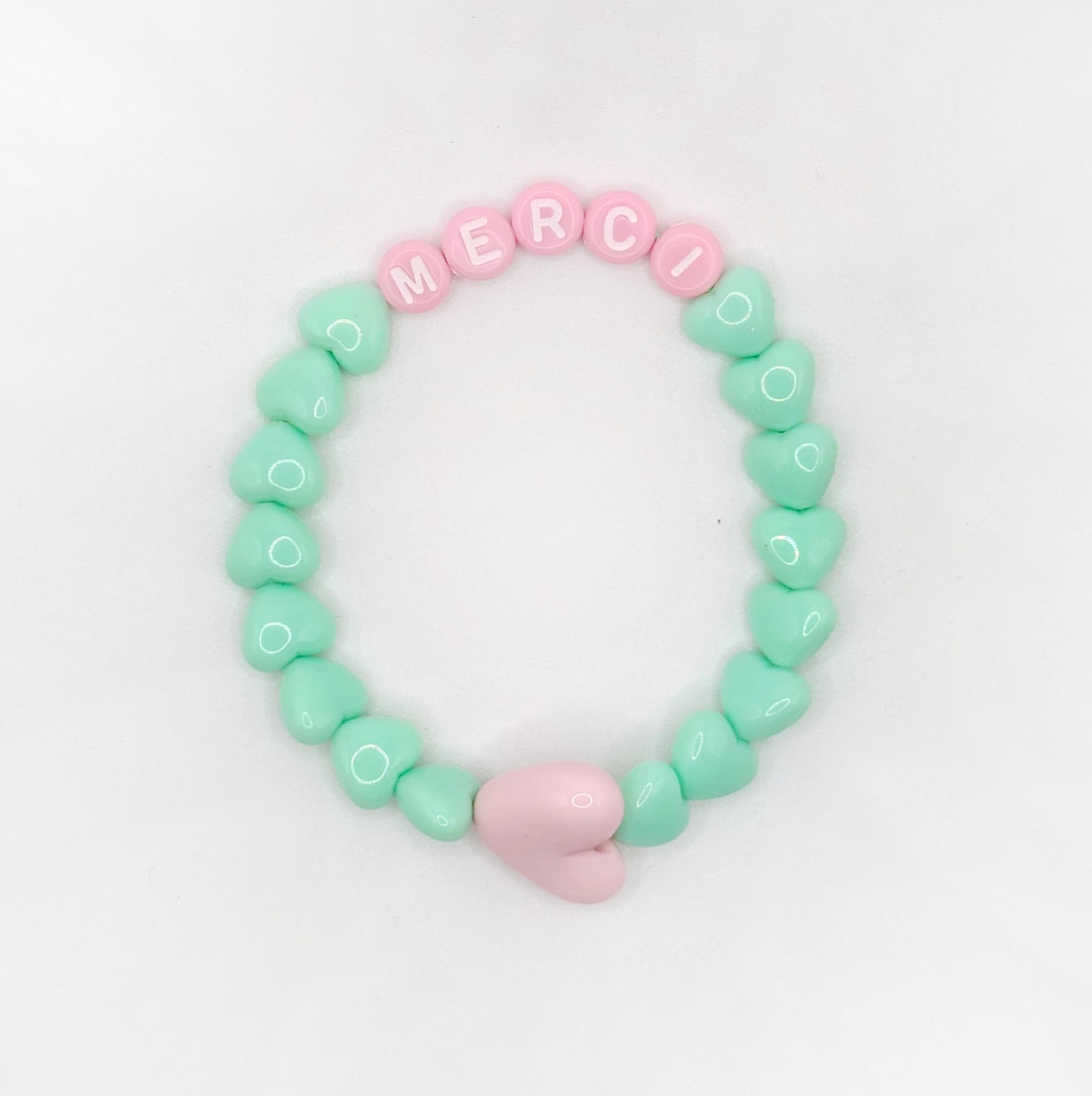 Bracciale GAGA - Menta, Latte alla fragola e Maxi cuore rosa pastello