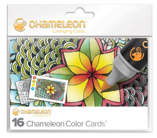 Cartes de coloriage chameleon pens - thème zen