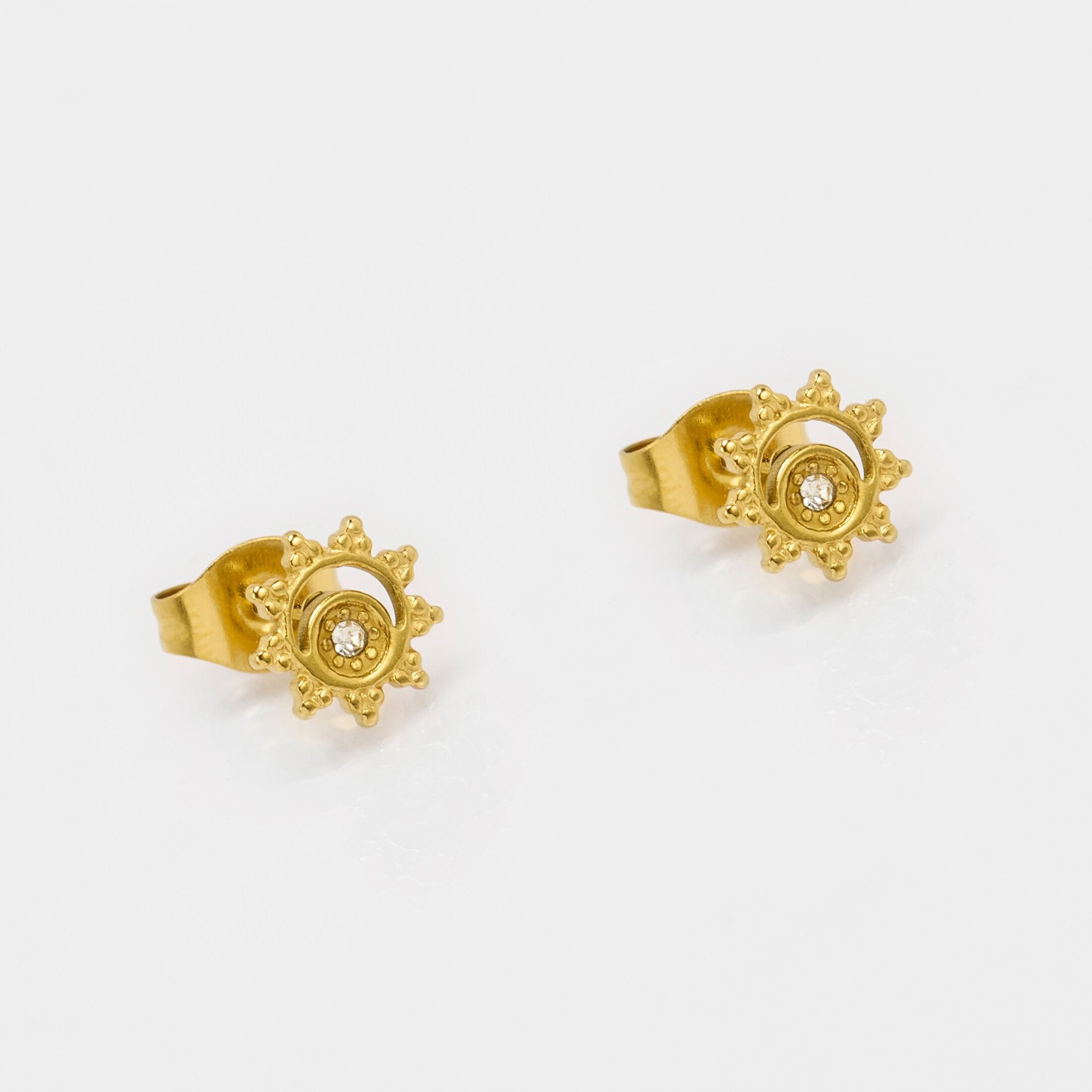 Mini orecchini a bottone in acciaio inossidabile - Motivo floreale - Confezione da 5