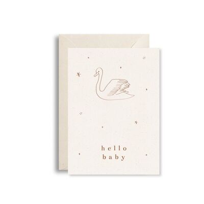 Greeting card hello baby swan