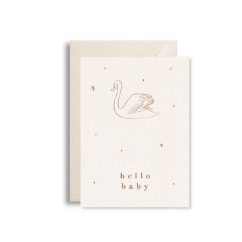 Carte de voeux bonjour bébé cygne