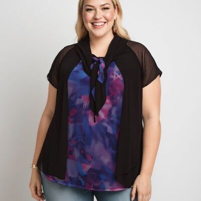 Túnica con efecto 2 en 1 de talla grande (A120)