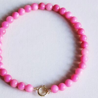 Collier de perles en pierre naturelle XL - fuchsia