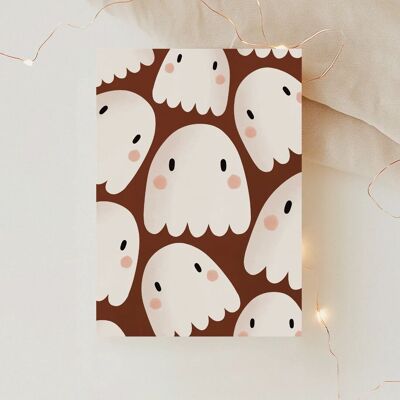 Postal fantasma Fantasmas de Halloween - linda tarjeta de felicitación de otoño - Tarjeta de Halloween otoño