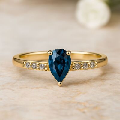 Bague saphir bleu australien | Or jaune 18 carats