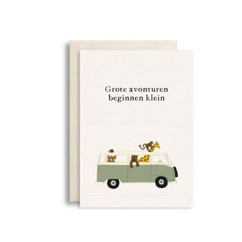 Carte de voeux les grandes aventures commencent petit