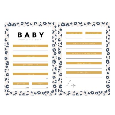 Baby shower forecast cards | leopard blue | 10 pieces