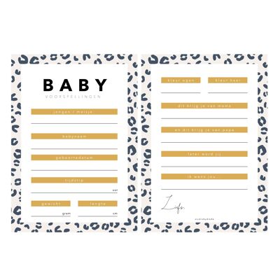 Schede per le previsioni del baby shower | leopardo blu | 10 pezzi