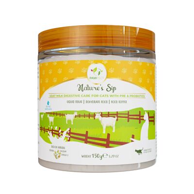 Pawfect Nature's Sip Goat Milk Nutri Booster per gatti con pre e probiotici (150 g/5,5 l).29 oz) | Dolcetto liquido | Reidratare gli alimenti | Topper per alimenti
