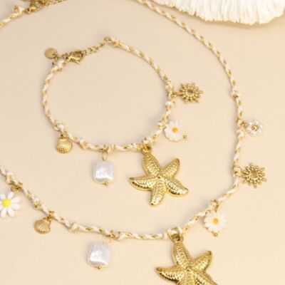 Gold starfish necklace & bracelet set – Chic seaside feel