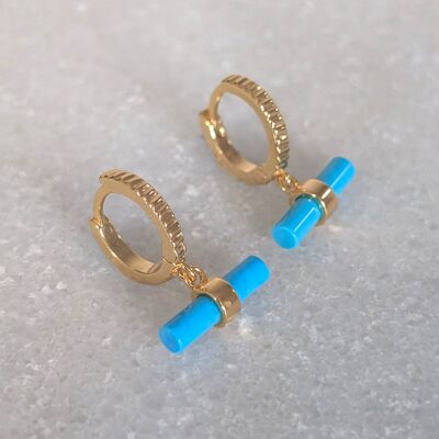 The T-Bar Turquoise Hoop Earrings