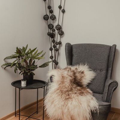 Tappeto in vera pelle di pecora islandese bianco-grigio, tappeto in pelle di pecora a pelo singolo, coperta in pelle di pecora con lana riccia, Hygge
