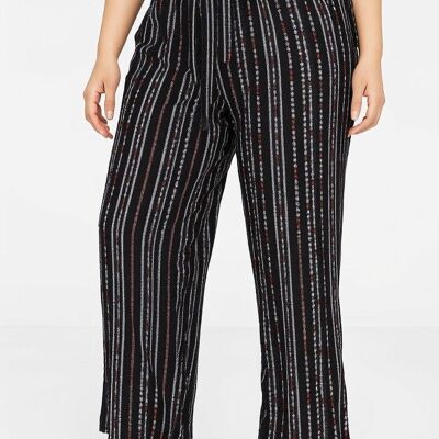 Pantalón negro estampado de talla grande (B231)