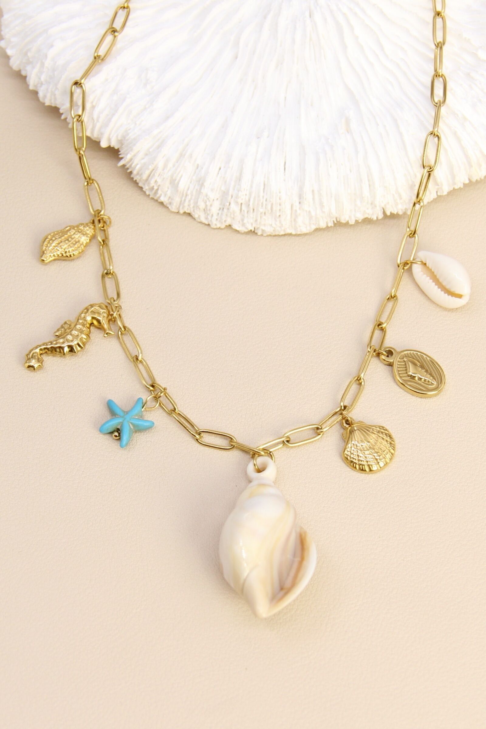 Collier coquillages acier inoxydable – Esprit bord de mer