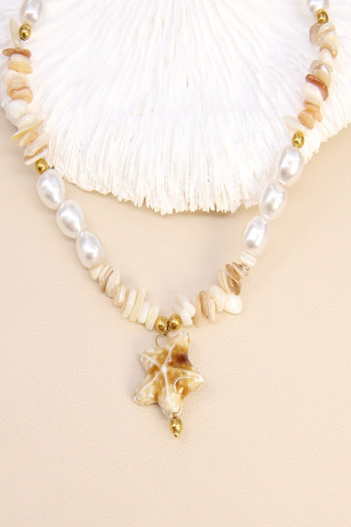 Collier étoile de mer – Nacre & perles