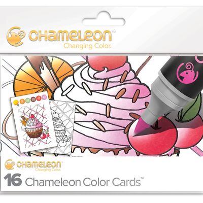 TARJETAS PARA COLOREAR DE PLUMAS DE CAMALEÓN - TEMA DE DELICIAS DULCES